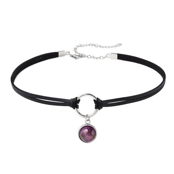 Jewelry - Jewelry Gothic Choker Black Faux Leather Crystal Pendant Gift for Women